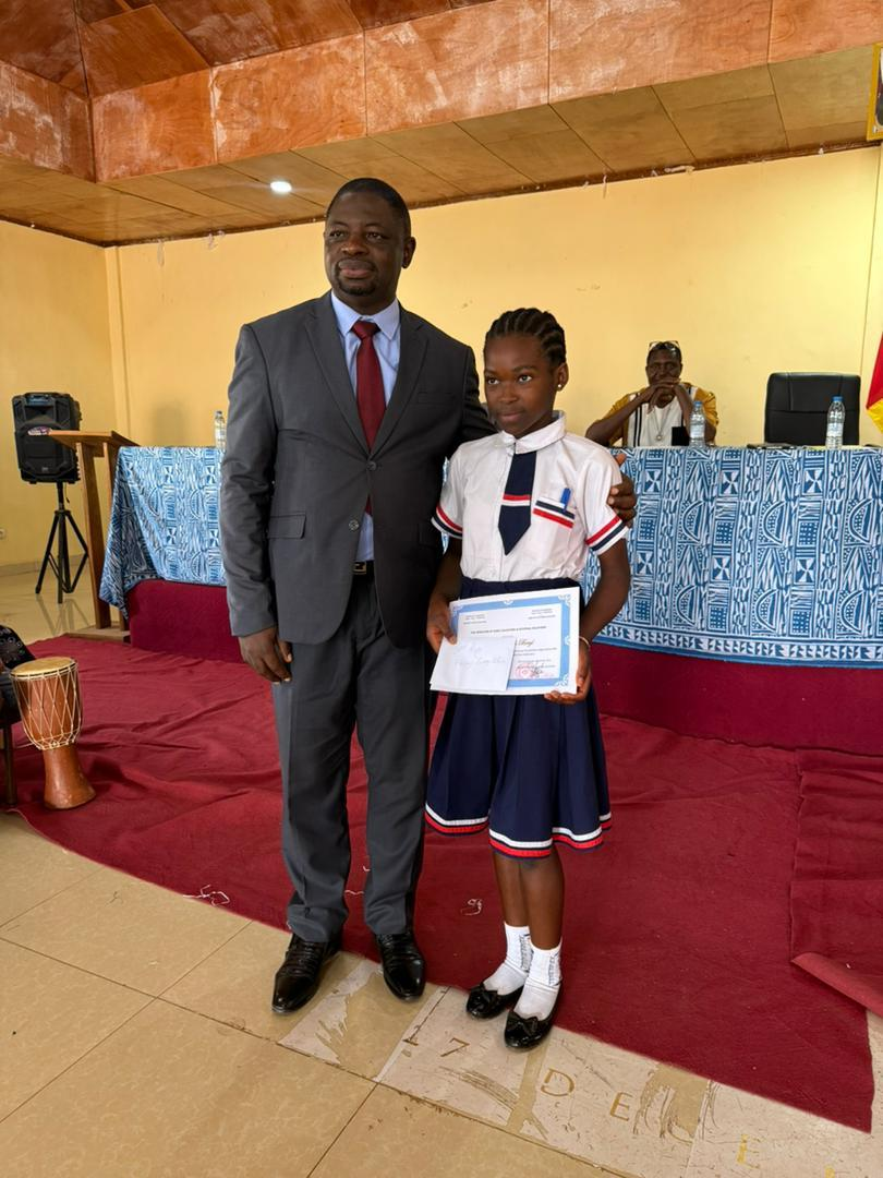 A pupil honoured at an official awards ceremony